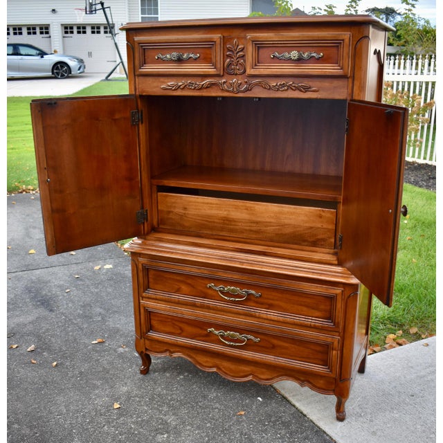 Cherry Dixie Furniture Tall Chest Vintage French Provincial Cabinet Chest For Sale - Image 13 of 18