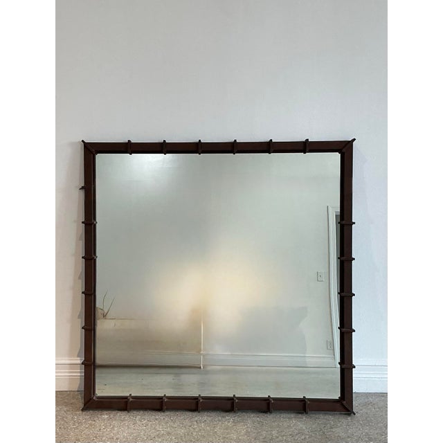 Metal Vintage Patinated Wrought Iron Mirror For Sale - Image 7 of 12