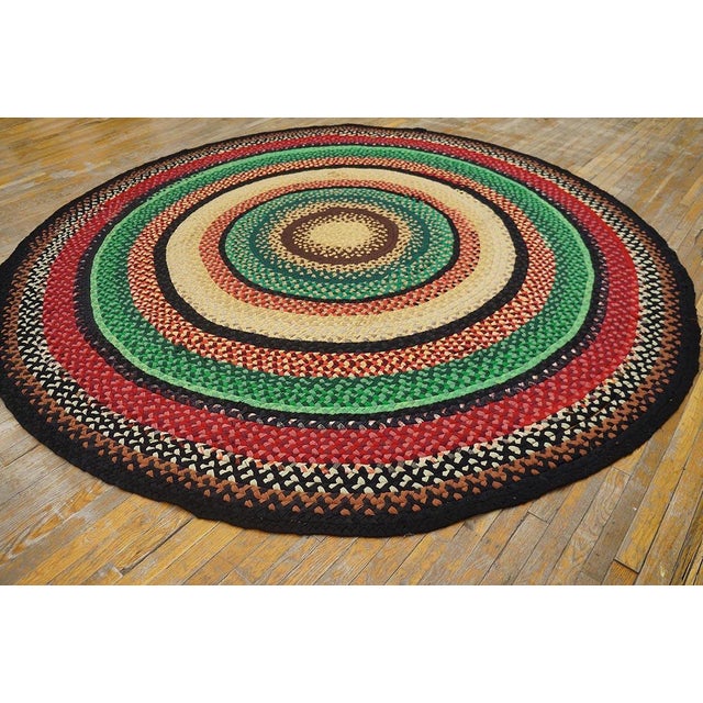 Antique Braided rug, size: 9' 6'' x 9' 6''.