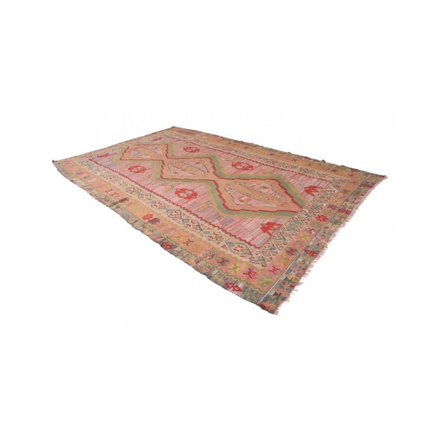 Mid-Century Modern Large Vintage Turkish Kilim Rug - 7`11″ X 14`1″ For Sale - Image 3 of 6