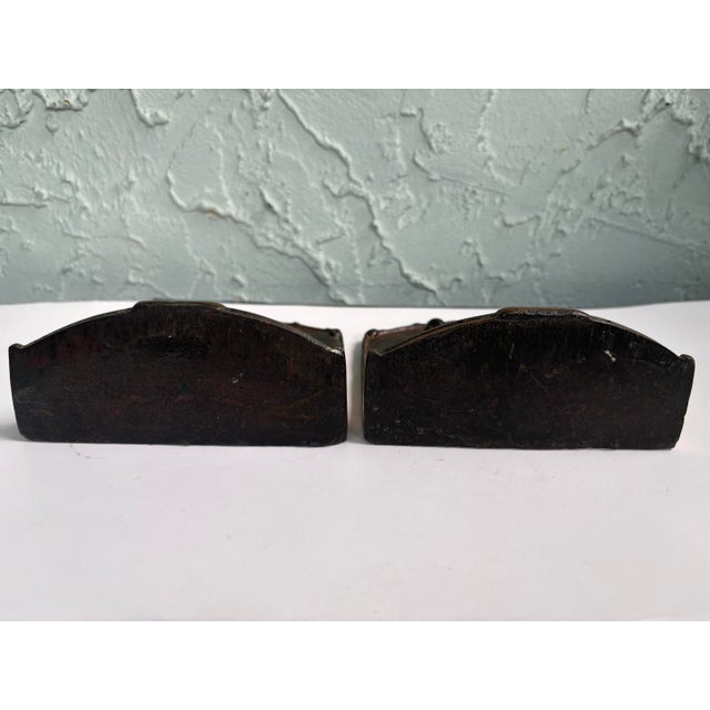 Metal Vintage Cast Iron “The Angelus” Bookends After Jean-François Millet – Pair With Original Bronzed Finish For Sale - Image 7 of 8