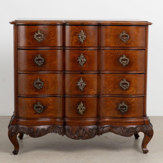 Rococo 18th Century Danish Oak Rococo Chest of Four Drawers For Sale - Image 3 of 17