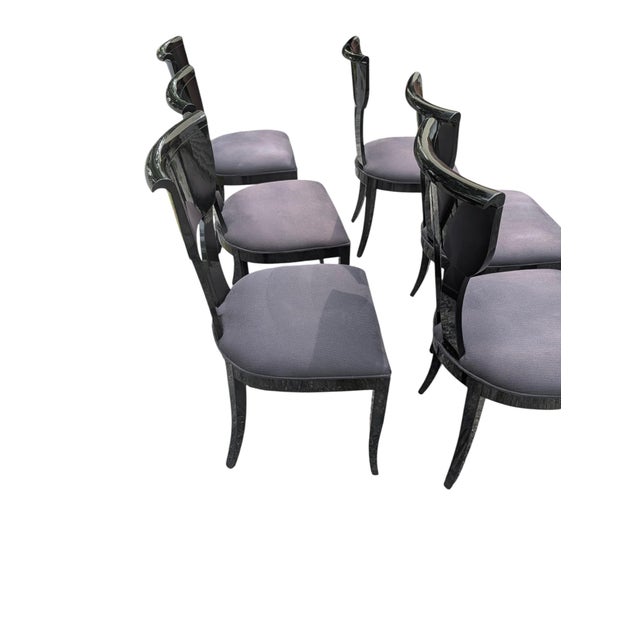 1980s Pietro Costantini "Corfu" Black Lacquer Dining Chairs, Set of 6 For Sale - Image 17 of 17