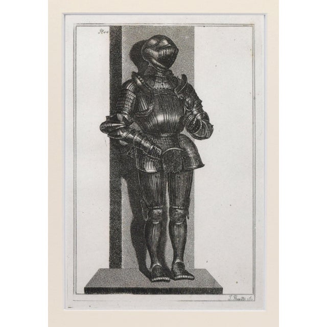 Sculpture Materials 19th Century Engravings of Medeival English Knights Suits of Armour 1801- A Pair For Sale - Image 7 of 9