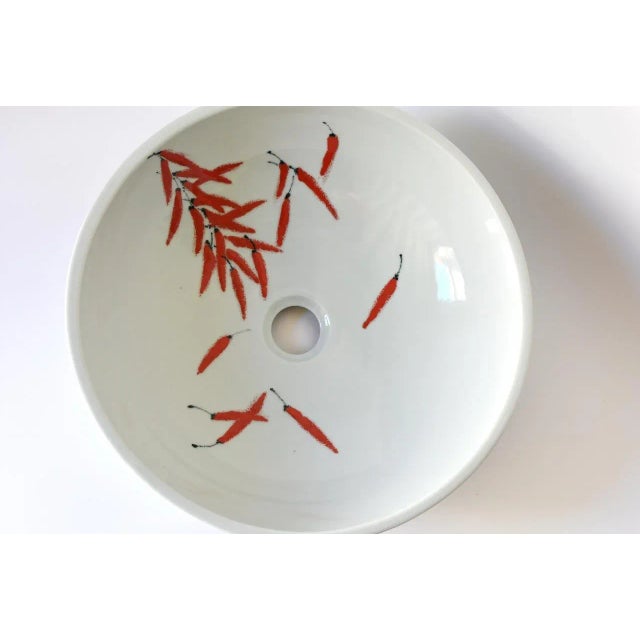 Beautiful one of a kind, hand-painted sink. The hot pepper feature is very unique and special. Perfect for Southwest...