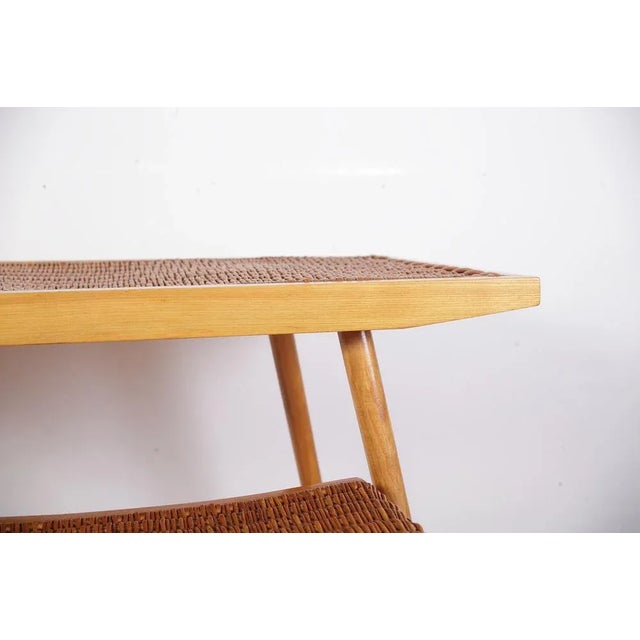 Mid-Century Ash and Wickerwork Side Table and Stool from Uluv, 1960s, Set of 2 For Sale - Image 9 of 18