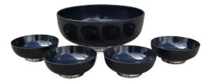 Vintage Towle Black Melamine and Sterling Silver Bowl Set - Set of 5