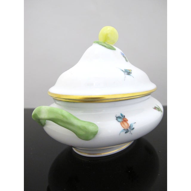 Victorian Herend Porcelain Mini Tureen Sugar Bowl Jar With Lemon Finial Lid For Sale - Image 3 of 9