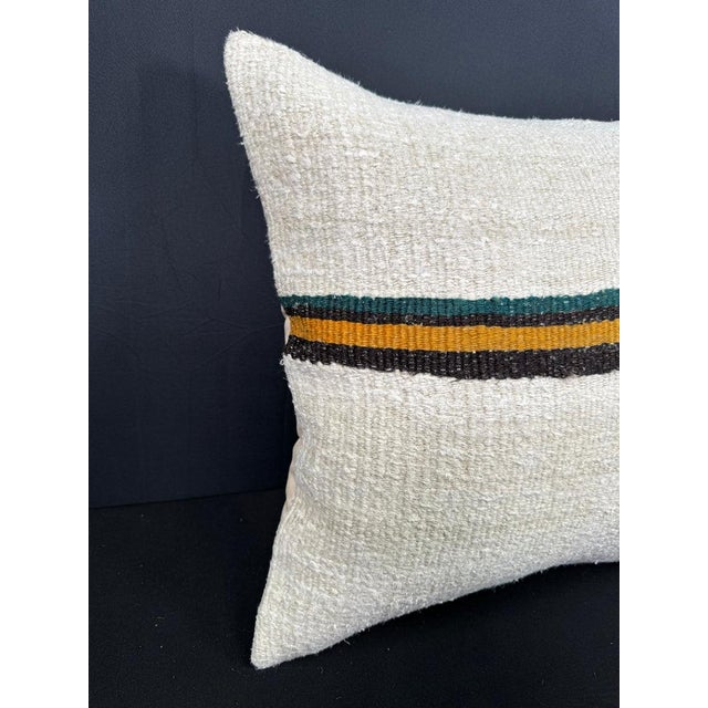 Turkish Hemp Pillow Cushion Natural Beige Black Pillow Cushion Cover 20"x20" #30574 Enhance your home decor with our Kilim...