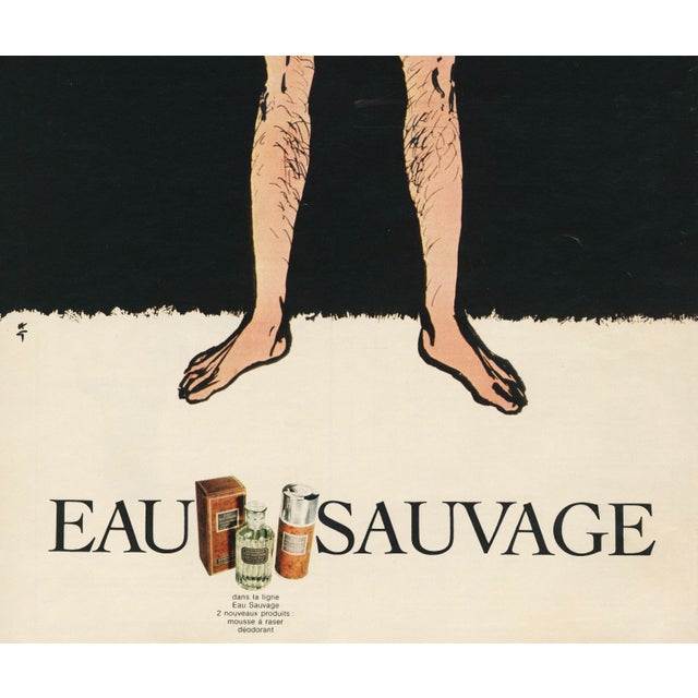 Mid-Century Modern 1970 French Mid-Century Men's Christian Dior Advertisement Print for Men's Products by Gruau, Matted For Sale - Image 3 of 3