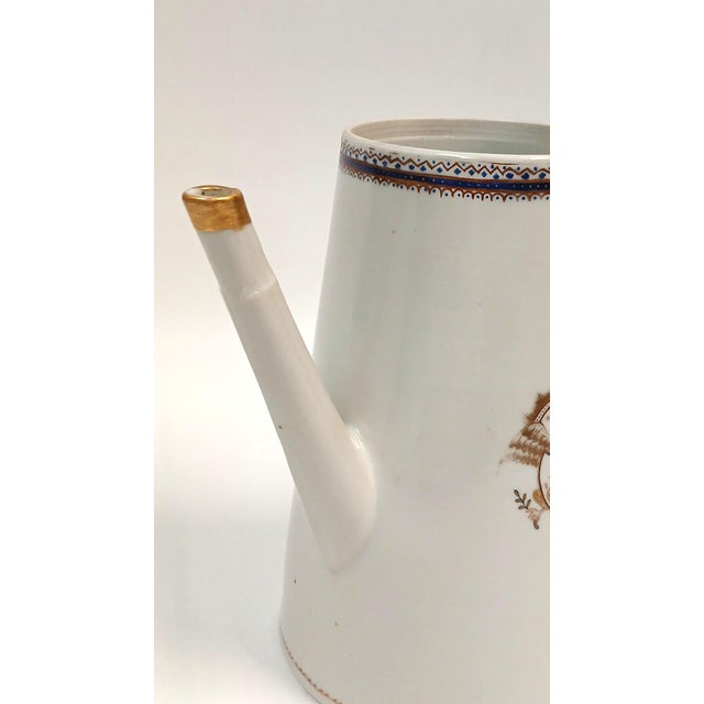 Cream Antique Chinese Armorial Coffee Pot 18th Century Coat of Arms For Sale - Image 8 of 10