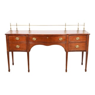 Kindel Furniture Federal Inlaid Mahogany Sideboard Credenza With Brass Gallery For Sale