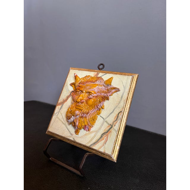 Grand Tour Style Hand Carved Faux Marble Painted Bust of Acheloos the God of Lezoux Paperweight Plaque For Sale - Image 9 of 9
