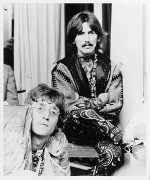 Phillip Townsend Black and White Photograph of John Lennon And George Harrison, 1968