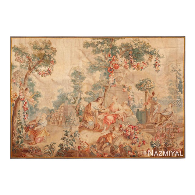 Nazmiyal Collection Antique Pictorial French Silk and Wool Tapestry For Sale