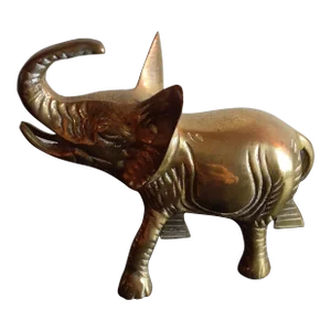 1960s Solid Brass Trunk Up Elephant Figurine
