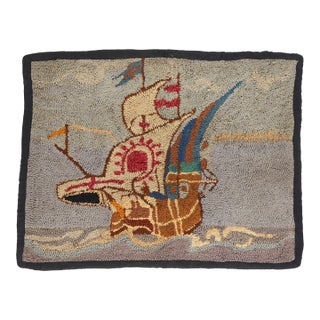 Antique American Pictorial Hooked Rug, 02'04 X 03'00 For Sale