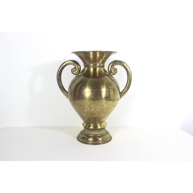 Vintage Large Brass Vase With Handles For Sale - Image 9 of 11