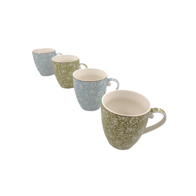 Ceramic Morris & Co Porcelain Mugs With Blue & Green Classical Floral Vine Motif by William Morris - Set of 4 For Sale - Image 7 of 8