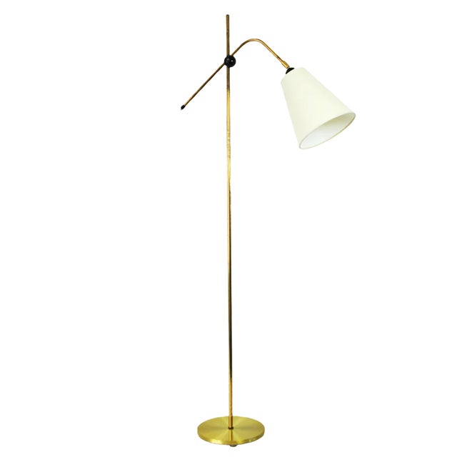 Modern Brass Floor Lamp with Adjustable Arm & Head, 1970s For Sale