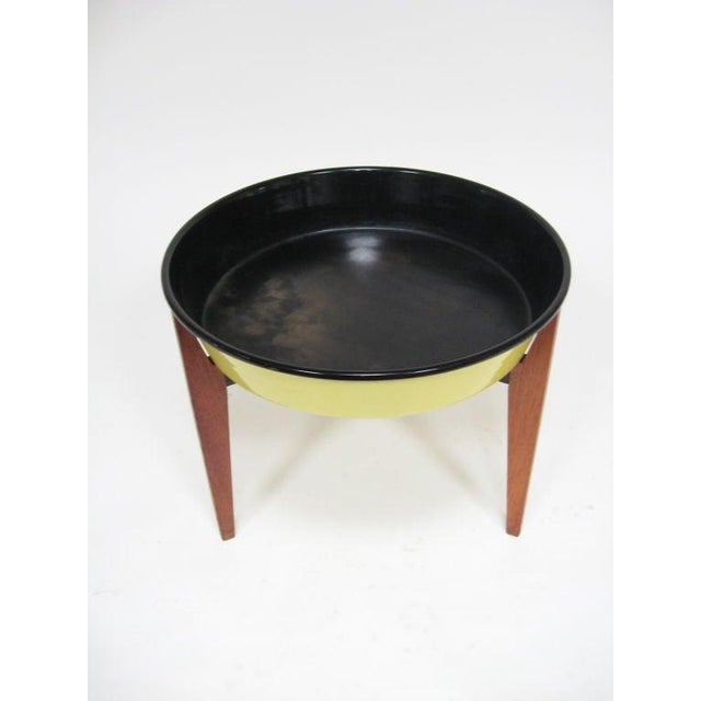 Wood Danish Teak Catch-All/Planter With Enamel Bowl For Sale - Image 7 of 7