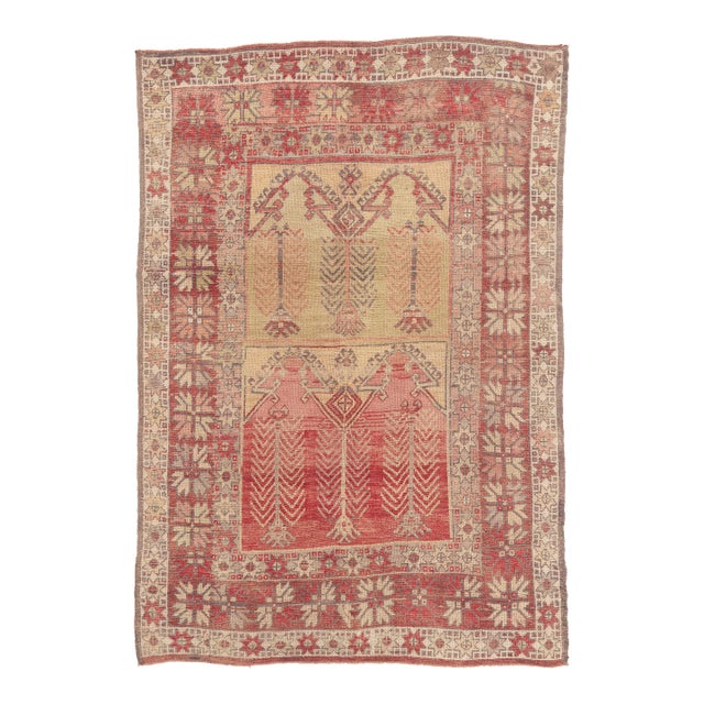 Vintage Turkish Oushak Rug, 05'05 X 07'04 For Sale