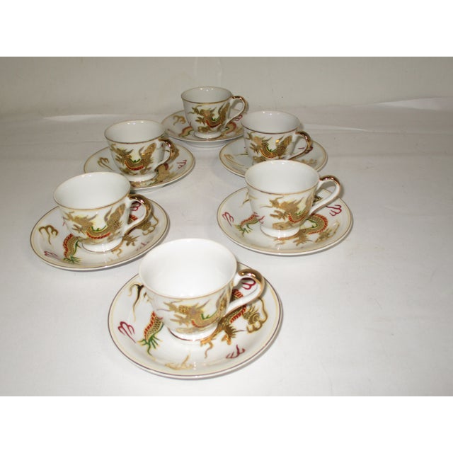 Ceramic Vintage Porcelain Kutani Dragon Ware Tea Set, 15 Pc For Sale - Image 7 of 9