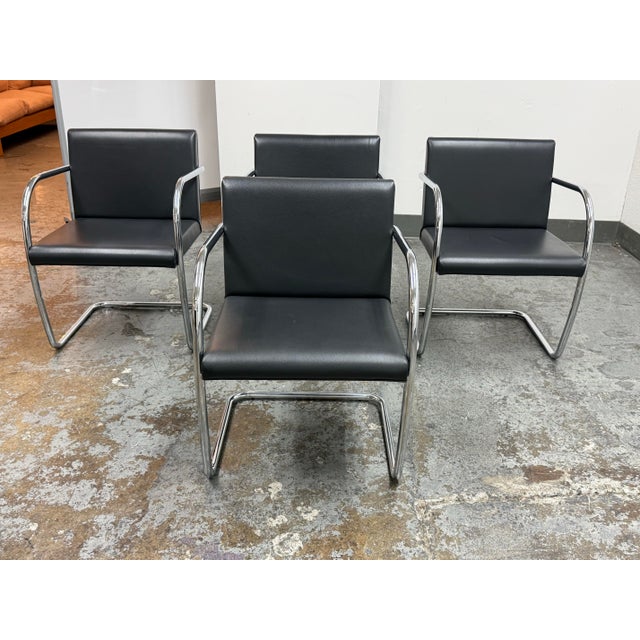 Design Plus Gallery presents a Set of Four Italian Brno Style Armchairs from Casprini. Their design follows the Tubular...