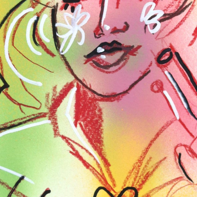 Contemporary Trigger Warning - Original Contemporary Western Cowgirl Acrylic Painting on Paper For Sale - Image 3 of 6