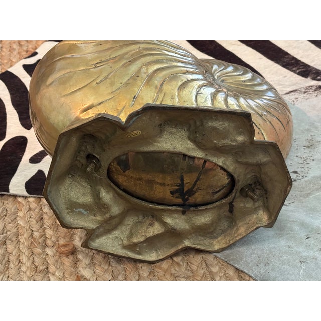 Vintage Large Scale Palm Beach Style Brass Nautilus Shell Planter For Sale - Image 17 of 17