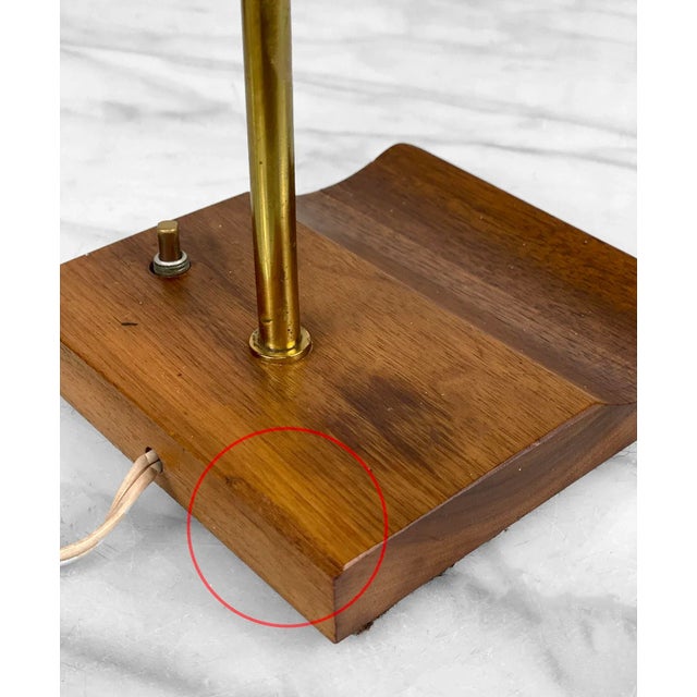 Gold Mid-Century Modern Walnut & Brushed Gold Desk Lamp For Sale - Image 8 of 10