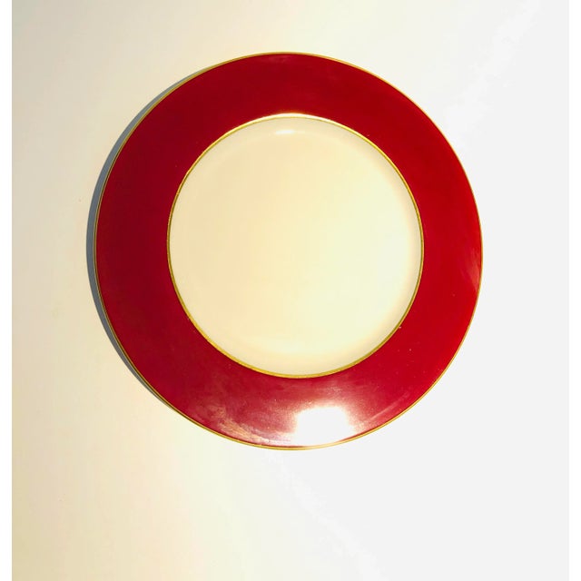 Mid-Century Modern Vintage Lenox Fine China Maroon Dinner Plate For Sale - Image 3 of 6