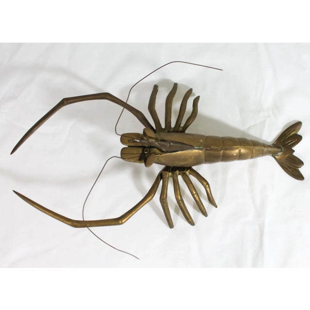 Mid 20th Century Vintage Brass Shrimp Wall Art or Decorative Object For Sale - Image 5 of 8