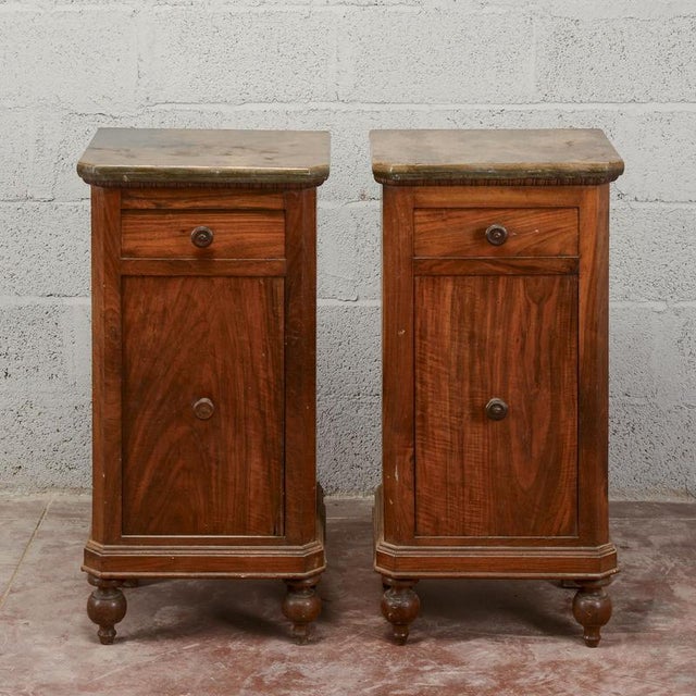 19th Century Fir Wood Nightstands with Marble Tops, Set of 2 For Sale - Image 10 of 10