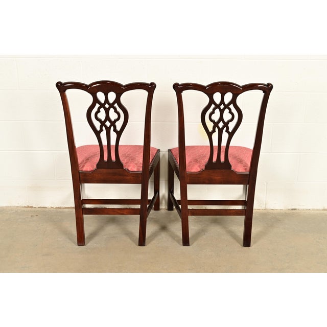 Stickley Georgian Carved Mahogany Side Chairs or Dining Chairs, Pair For Sale - Image 10 of 14
