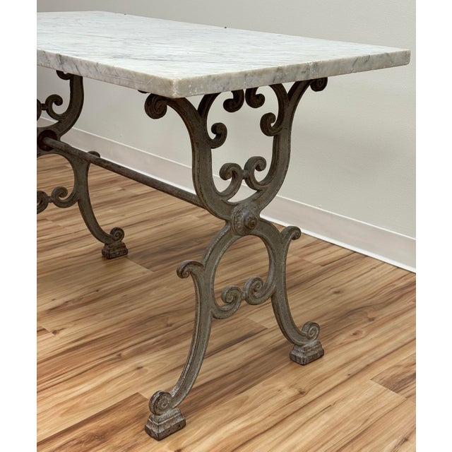 Antique French Marble Top Cast Iron Bistro or Pastry Table For Sale In Kansas City - Image 6 of 15