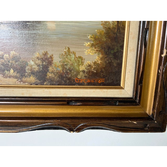 Vintage G. Closson English Cottage Oil on Canvas Painting For Sale - Image 9 of 13