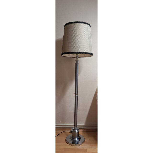 Vintage Floor Lamp with Chrome-Plated Metal Base and Fabric Shade by Lamplove, 1970s For Sale - Image 6 of 10