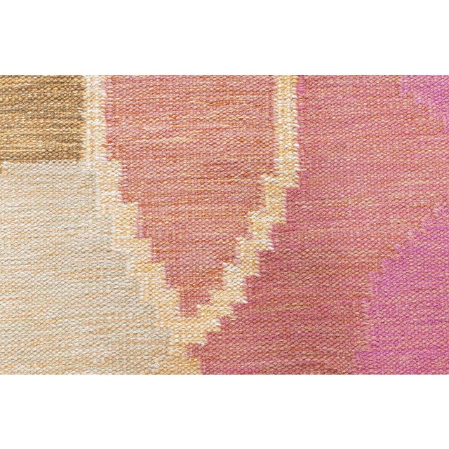 1950s Mid-Century Scandinavian Abstract Lavender Flatweave Rug By Ingegerd Silow For Sale - Image 5 of 11