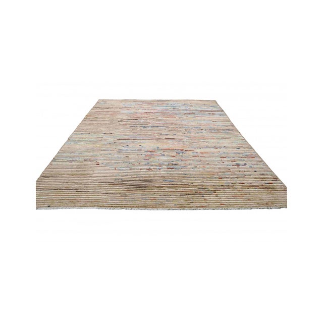 Mid-Century Modern Modern Multicolor Hand Knotted Wool Rug For Sale - Image 3 of 9