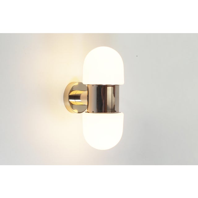Metal Vintage Chrome and Opaline Glass Wall Lamps by Rolf Kruger, 1970s, Set of 2 For Sale - Image 7 of 9