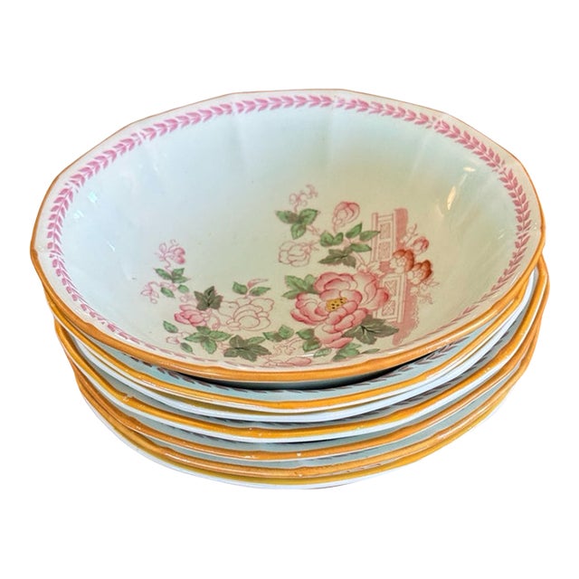 Vintage Adams Calyx Ware Metz 12-Sided Coupe Cereal Bowls - Set of 7 For Sale