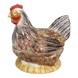 French Majolica Brown Hen Tureen Caugant