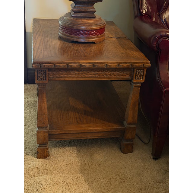 Mid-Century Modern Vintage Romweber Viking Oak Two Tier Mid-Century End Table For Sale - Image 3 of 10
