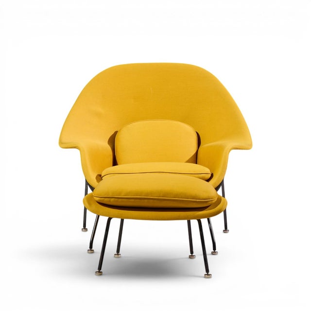 Mid 20th Century Eero Saarinen for Knoll Mid Century Womb Lounge Chairs With Ottomans - Pair For Sale - Image 5 of 13