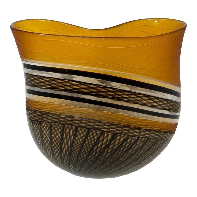 Murano "1 of 1" Amber Glass Vase by Schiavon For Sale