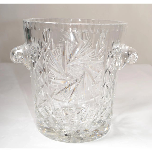 Vintage Beyer Crystal Cut Glass Stars Pattern Large Champagne Cooler Ice Bucket Germany For Sale - Image 12 of 12