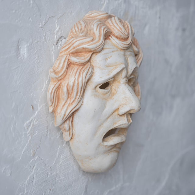 Neoclassical Plaster Tragedy Mask, C. 1980 For Sale In Savannah - Image 6 of 8