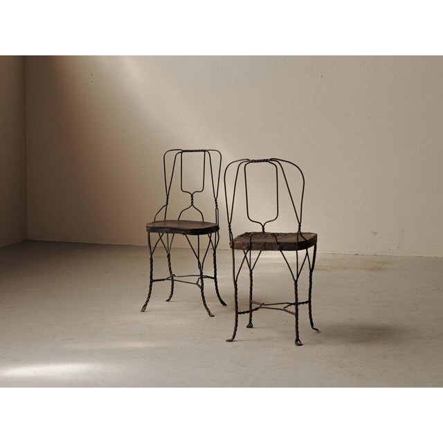 Gray Steel and Patinated Sheet Metal Chairs, 1950, Set of 2 For Sale - Image 8 of 13
