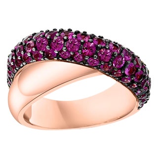 3 Carat Ruby 18 Karat Rose Gold Cross Over Ring 13 Grams Size 8 For Sale
